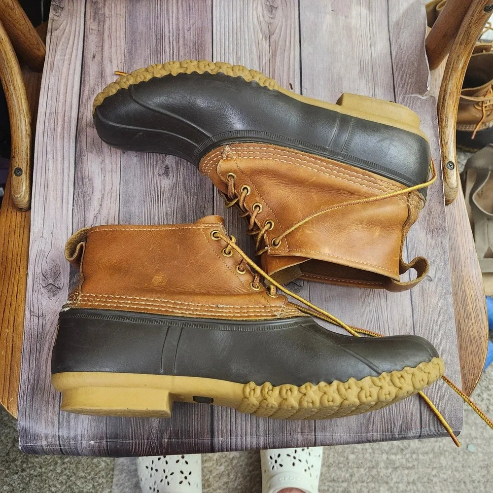 LL Bean Bean Boots 6 Inch Duck Boots Brown Tan Leather Waterproof M 11 Classic